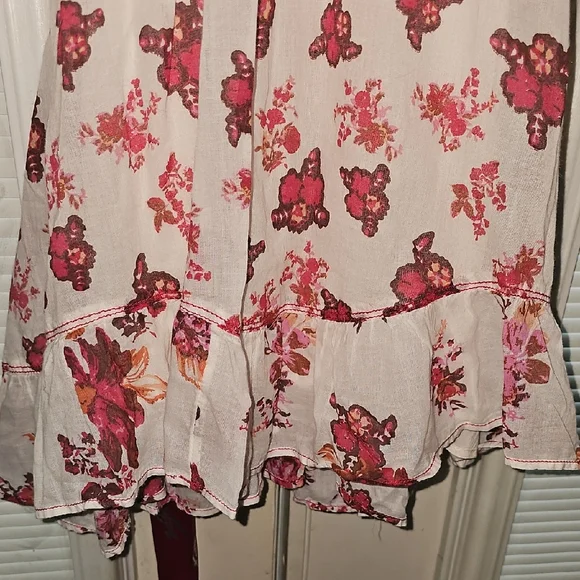 Free People Cream and Burgundy Floral Dress - Picture 7 of 8